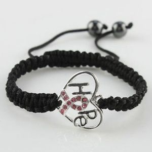 Black rope Breast Cancer Bracelet